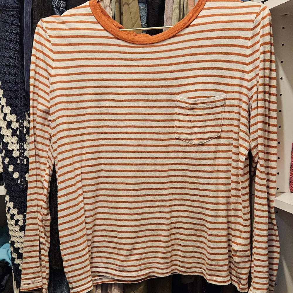 Madewell orange strip top size medium